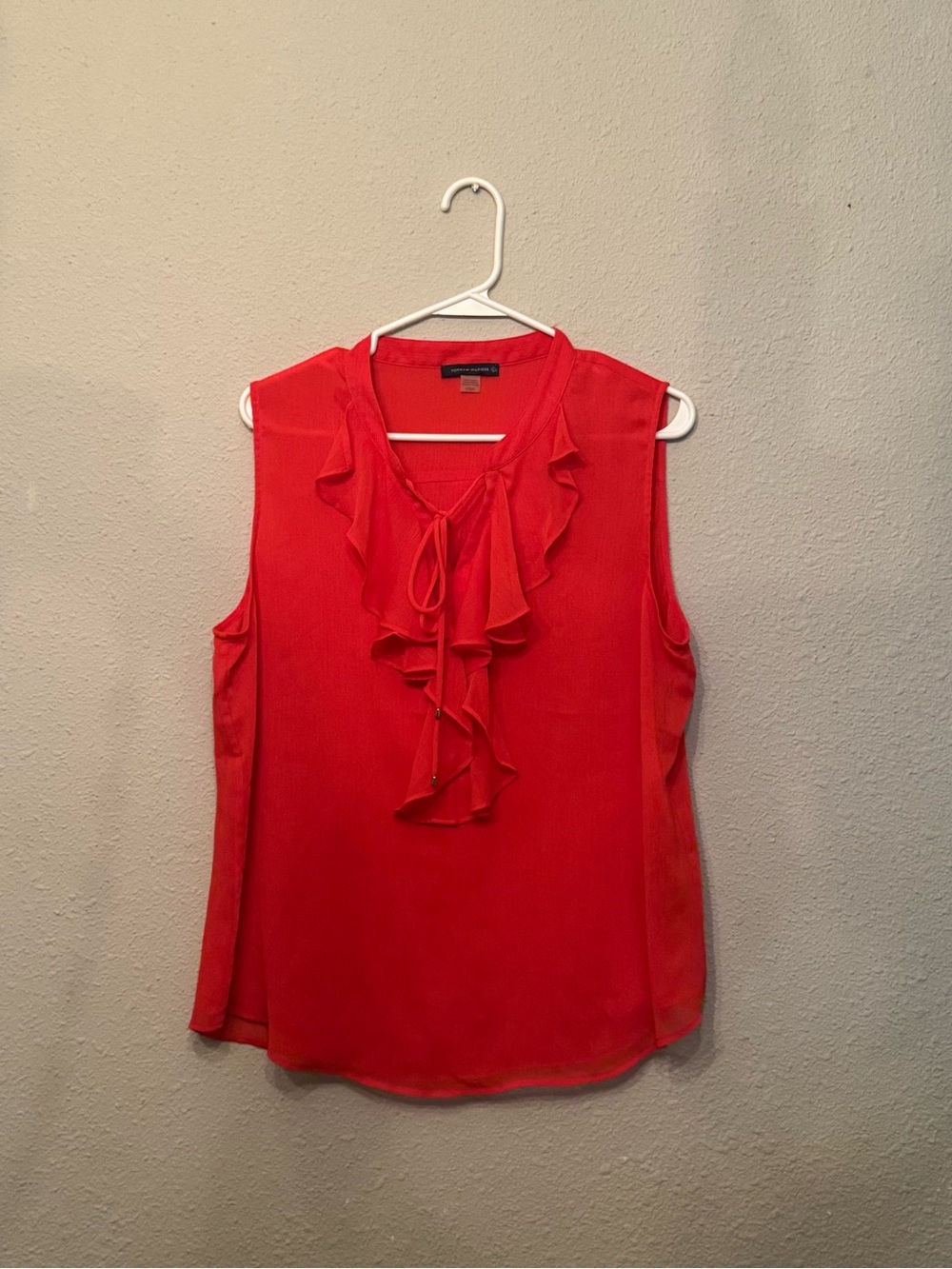 Tommy Hilfiger Sleeveless Ruffle Tie-Front Blouse - Red